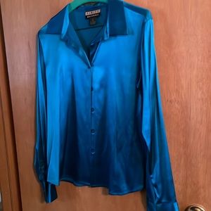 Teal silk blouse-  affinity Naturals size 10